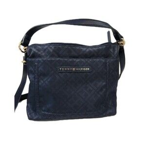 Tommy Hilfiger Navy Blue Crossbody Purse Hand Strap 9x7 Gold Hardware